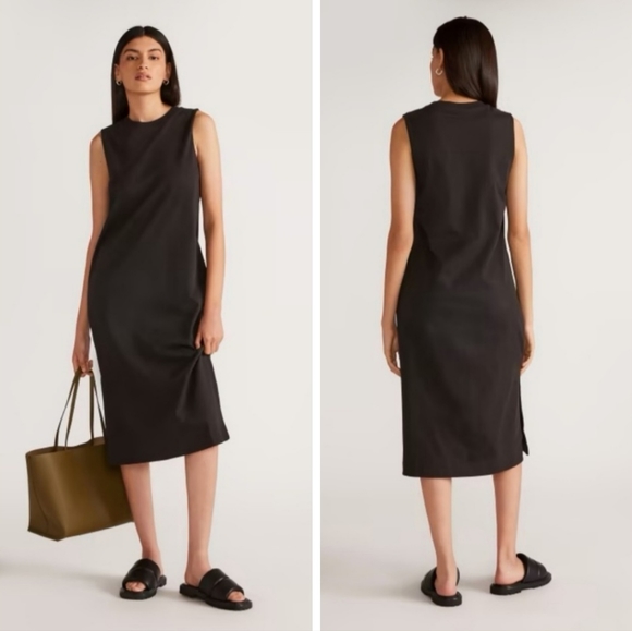 Everlane Dresses & Skirts - Everlane The Long Weekend Sleeveless Side Slit Midi Dress Cotton Black Small